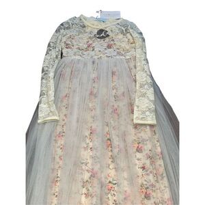 Just Couture White Tulle Floral 10-12 Dress